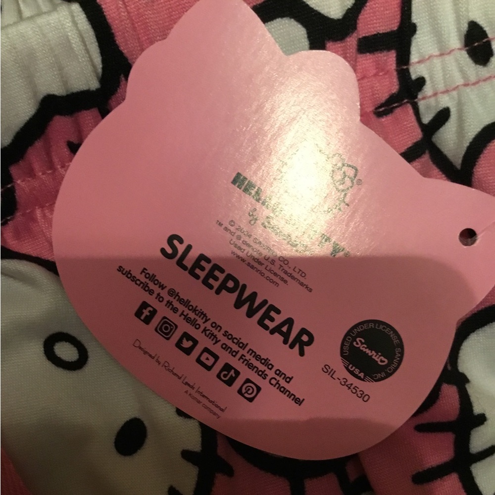 🆕 Designer / Hello Kitty / Sleepwear / Pajama Pants / Cotton / Pink Drawstring
